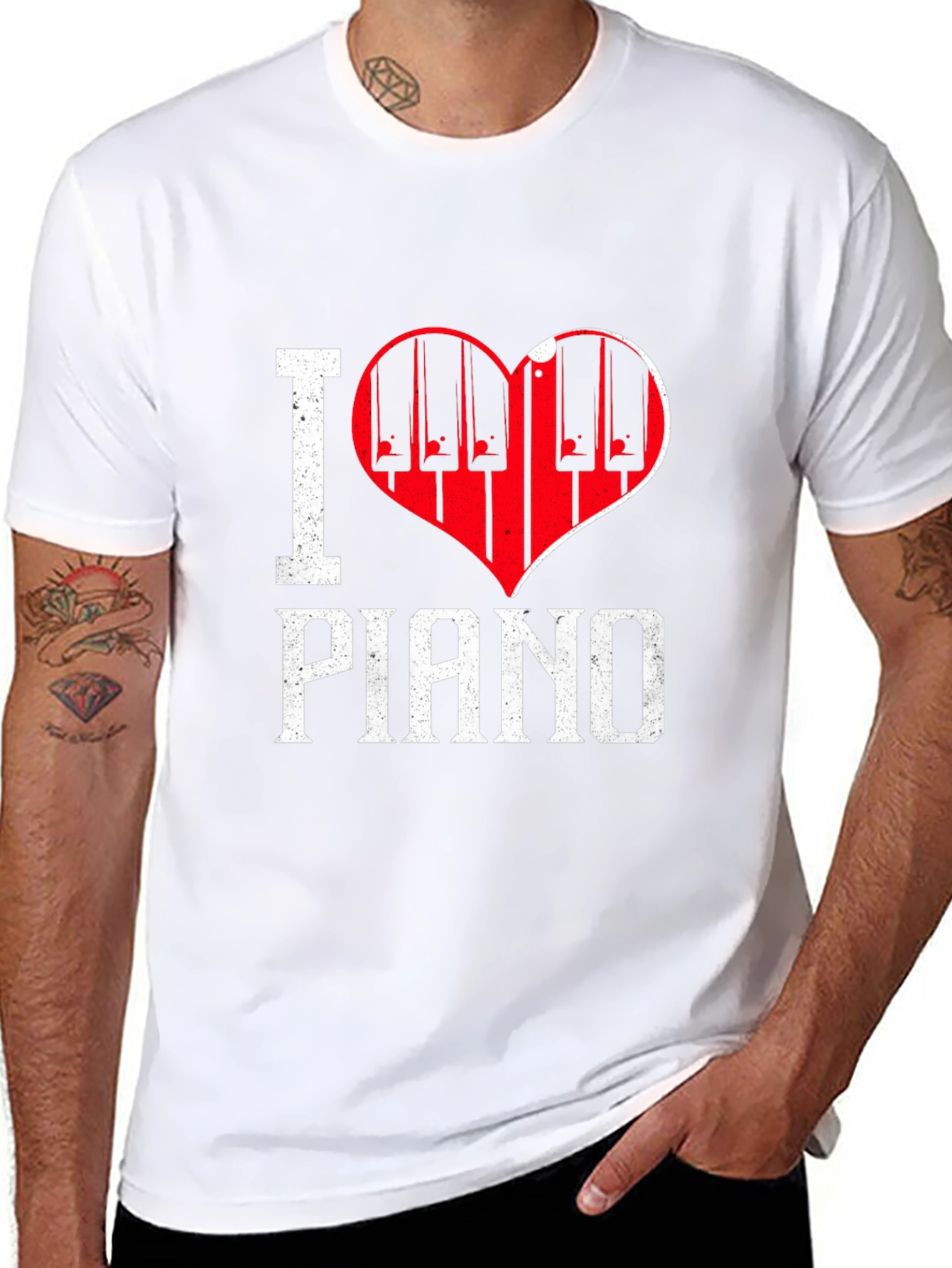 I Love Piano Black T-Shirt Music Lover Tee