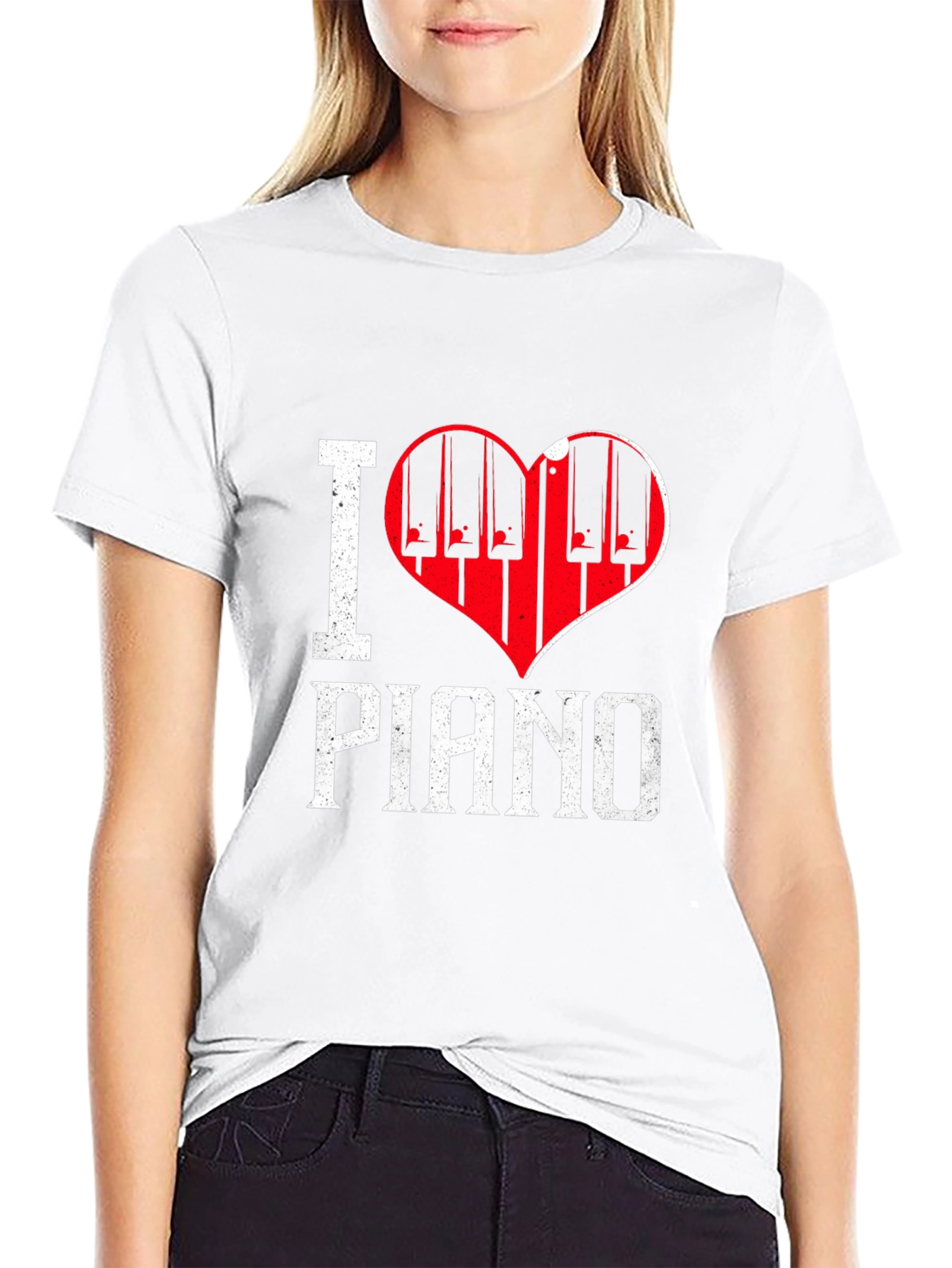 I Love Piano Black T-Shirt Music Lover Tee
