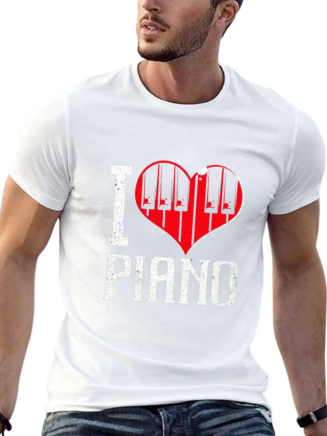 I Love Piano Black T-Shirt Music Lover Tee