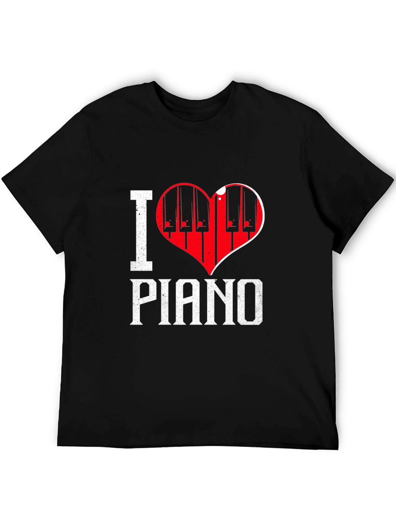 I Love Piano Black T-Shirt Music Lover Tee