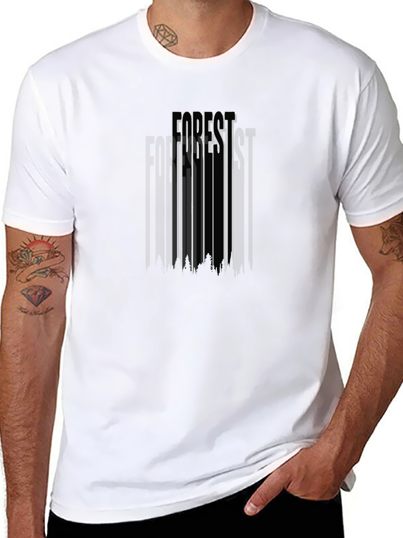 Mens Forest Graphic Print Black T-Shirt