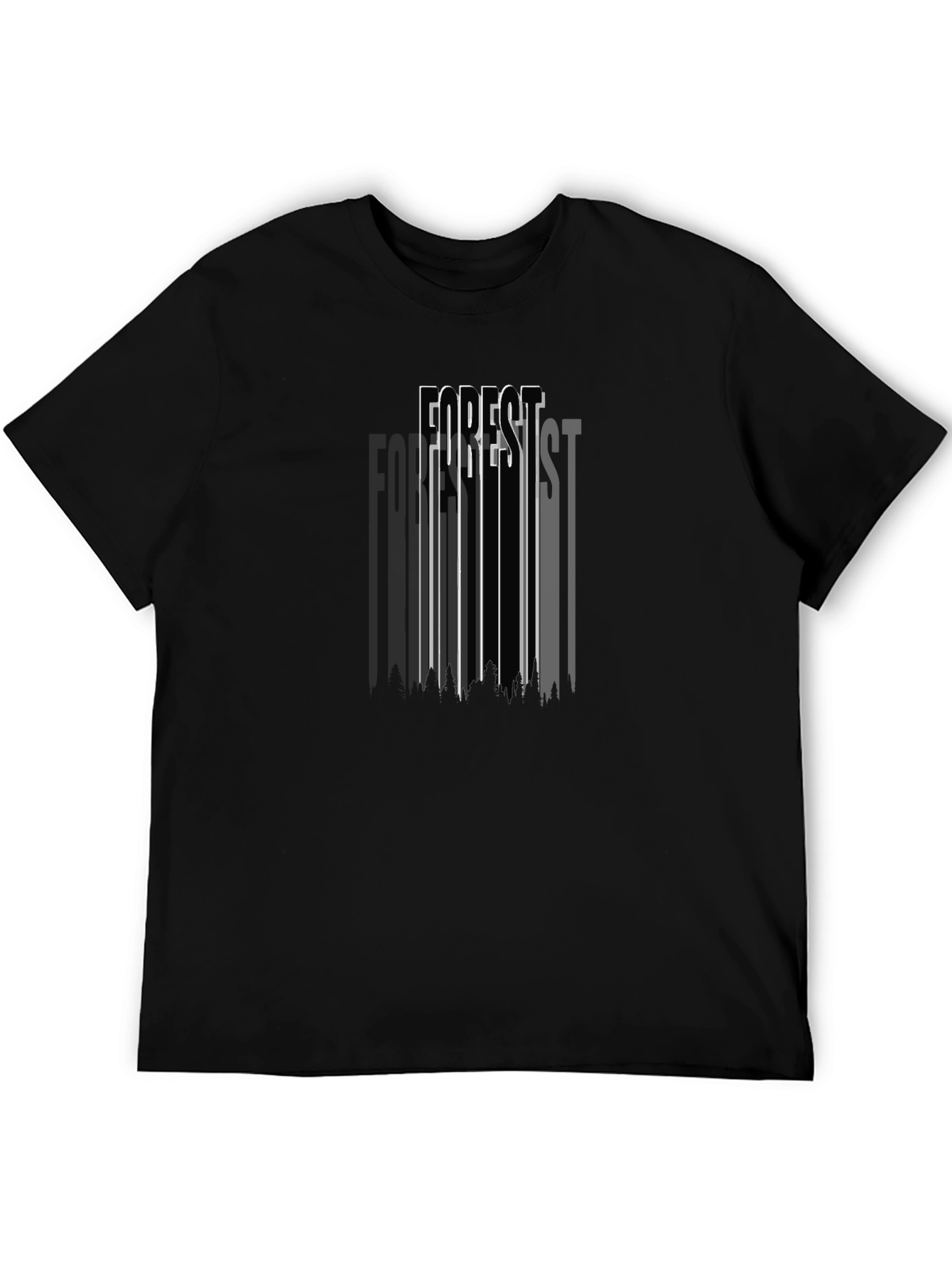 Mens Forest Graphic Print Black T-Shirt