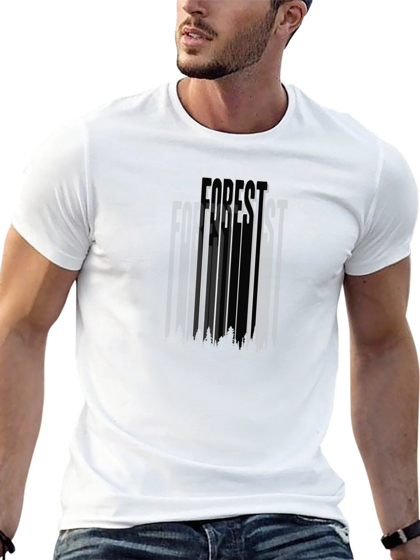 Mens Forest Graphic Print Black T-Shirt