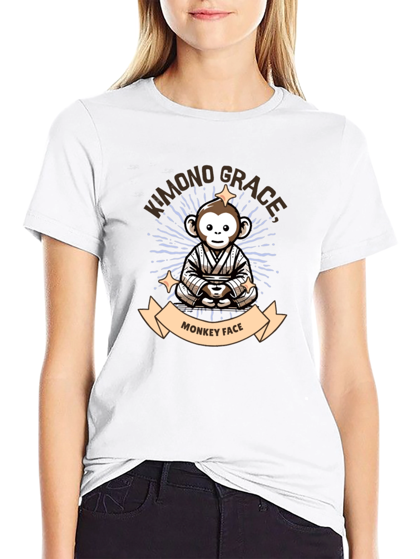 Kimono Grace Monkey Face Graphic Tee