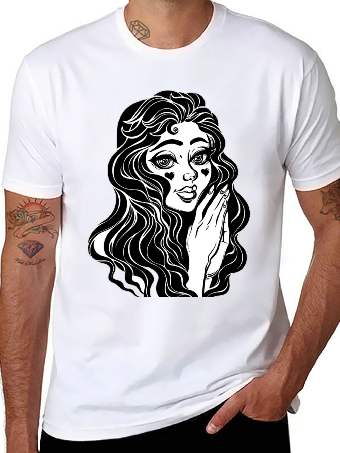 Gothic Girl Graphic Tee - Black Cotton T-Shirt