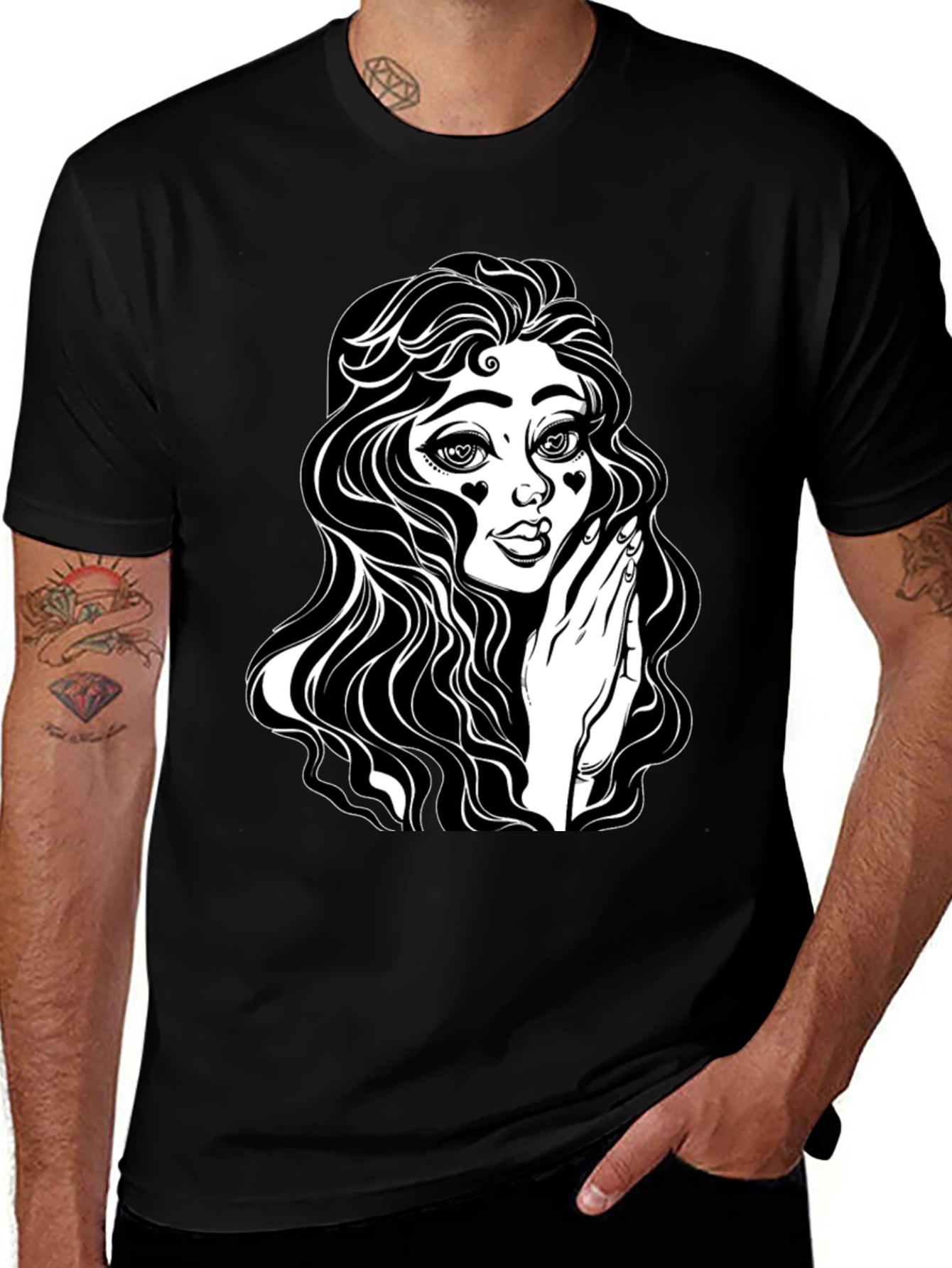 Gothic Girl Graphic Tee - Black Cotton T-Shirt