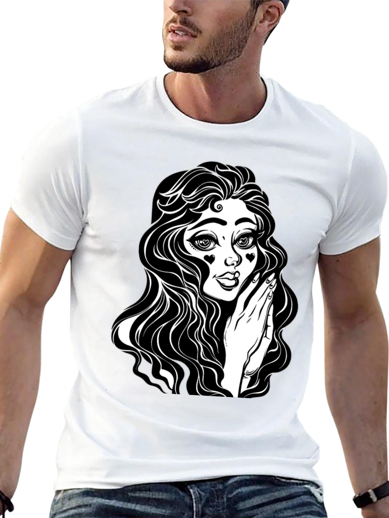 Gothic Girl Graphic Tee - Black Cotton T-Shirt