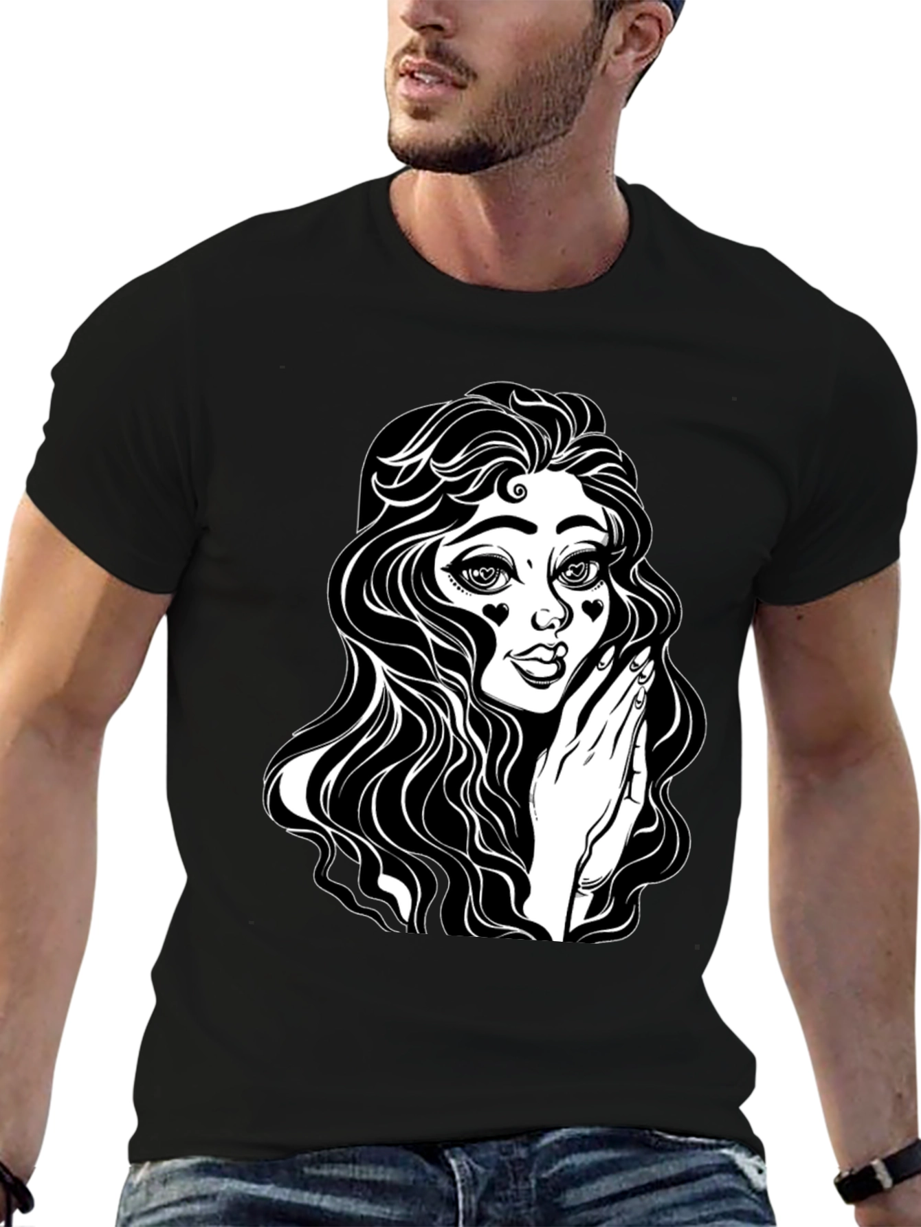 Gothic Girl Graphic Tee - Black Cotton T-Shirt