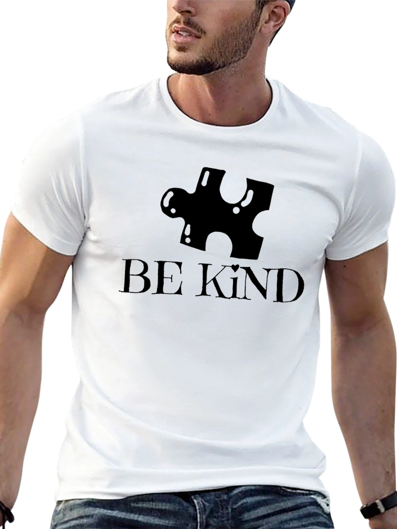 Be Kind Autism Awareness Puzzle Piece Black T-Shirt