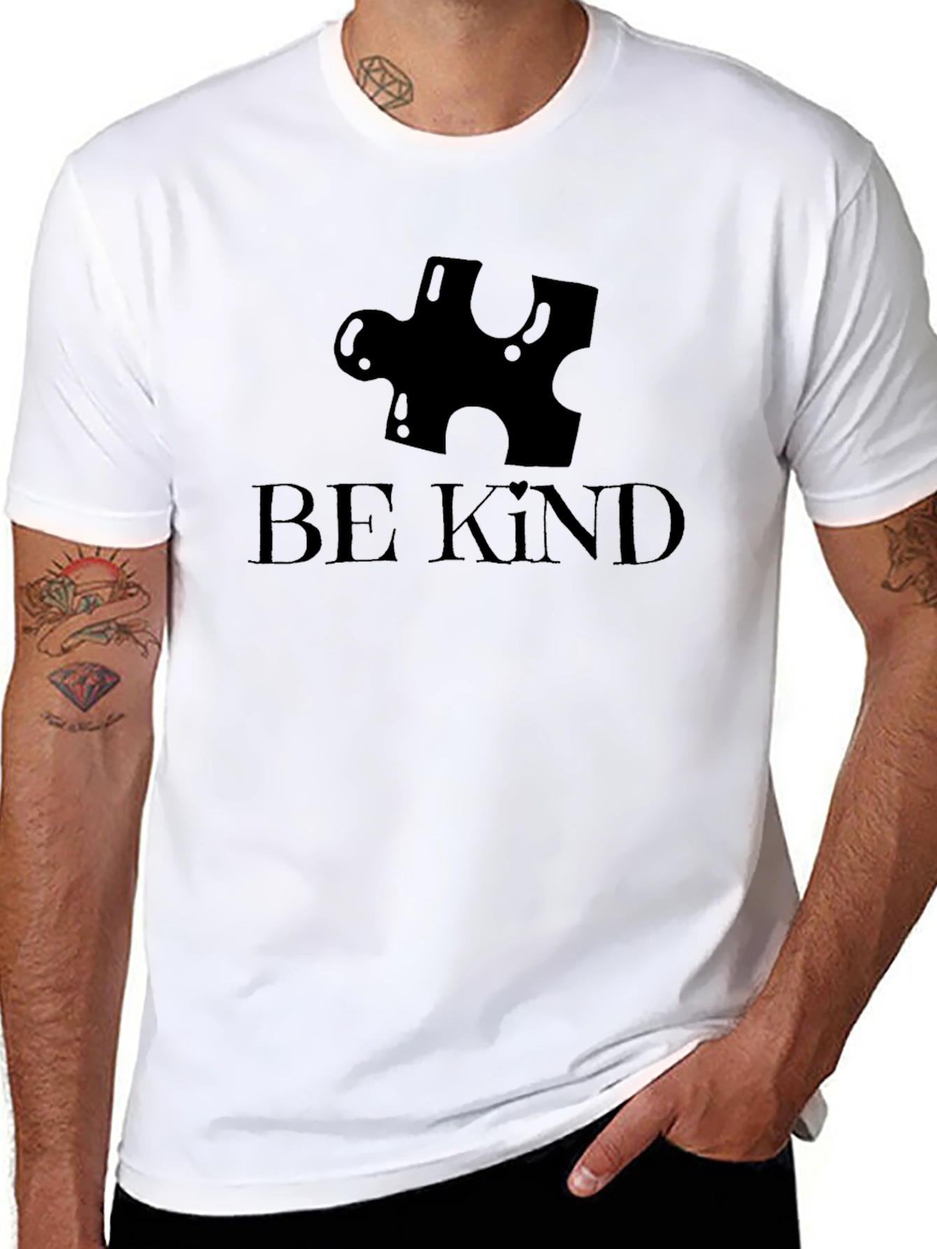 Be Kind Autism Awareness Puzzle Piece Black T-Shirt