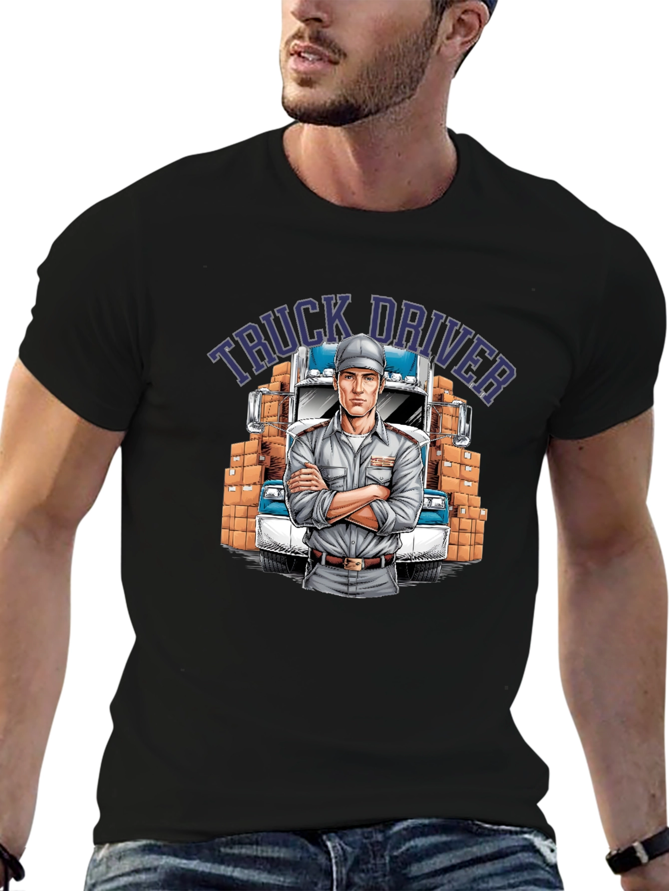 Truck Driver Graphic T-Shirt - Black
