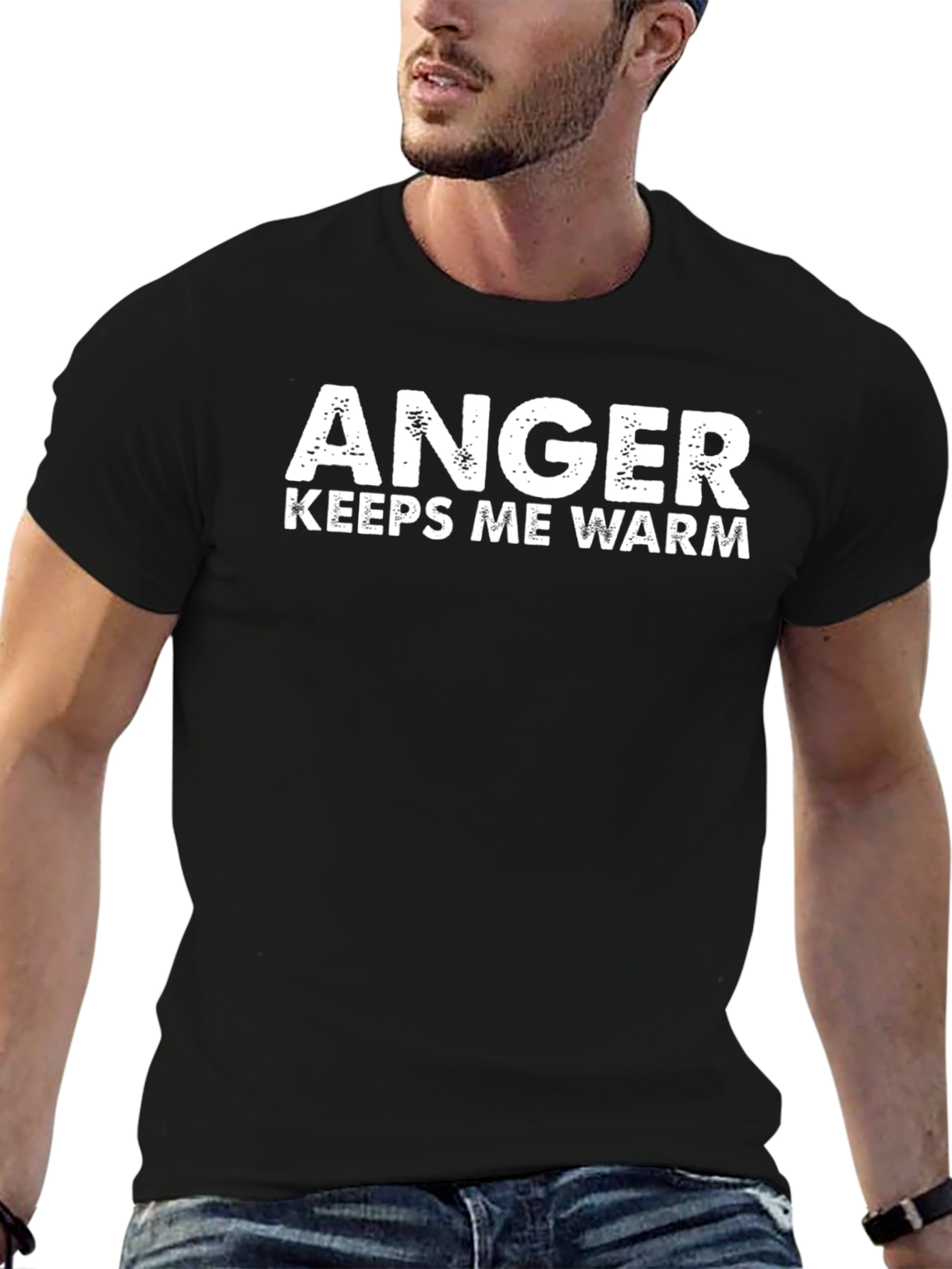 Anger Keeps Me Warm Black T-Shirt