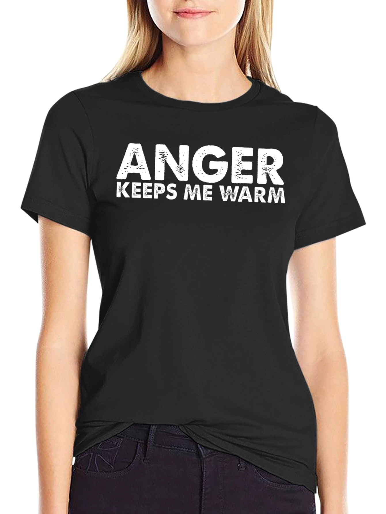 Anger Keeps Me Warm Black T-Shirt