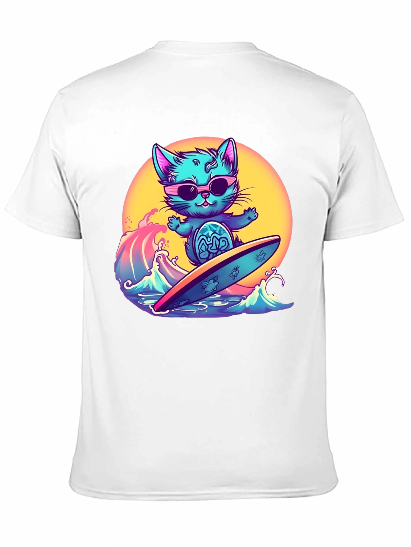 Cool Cat Surfing T-Shirt - Black