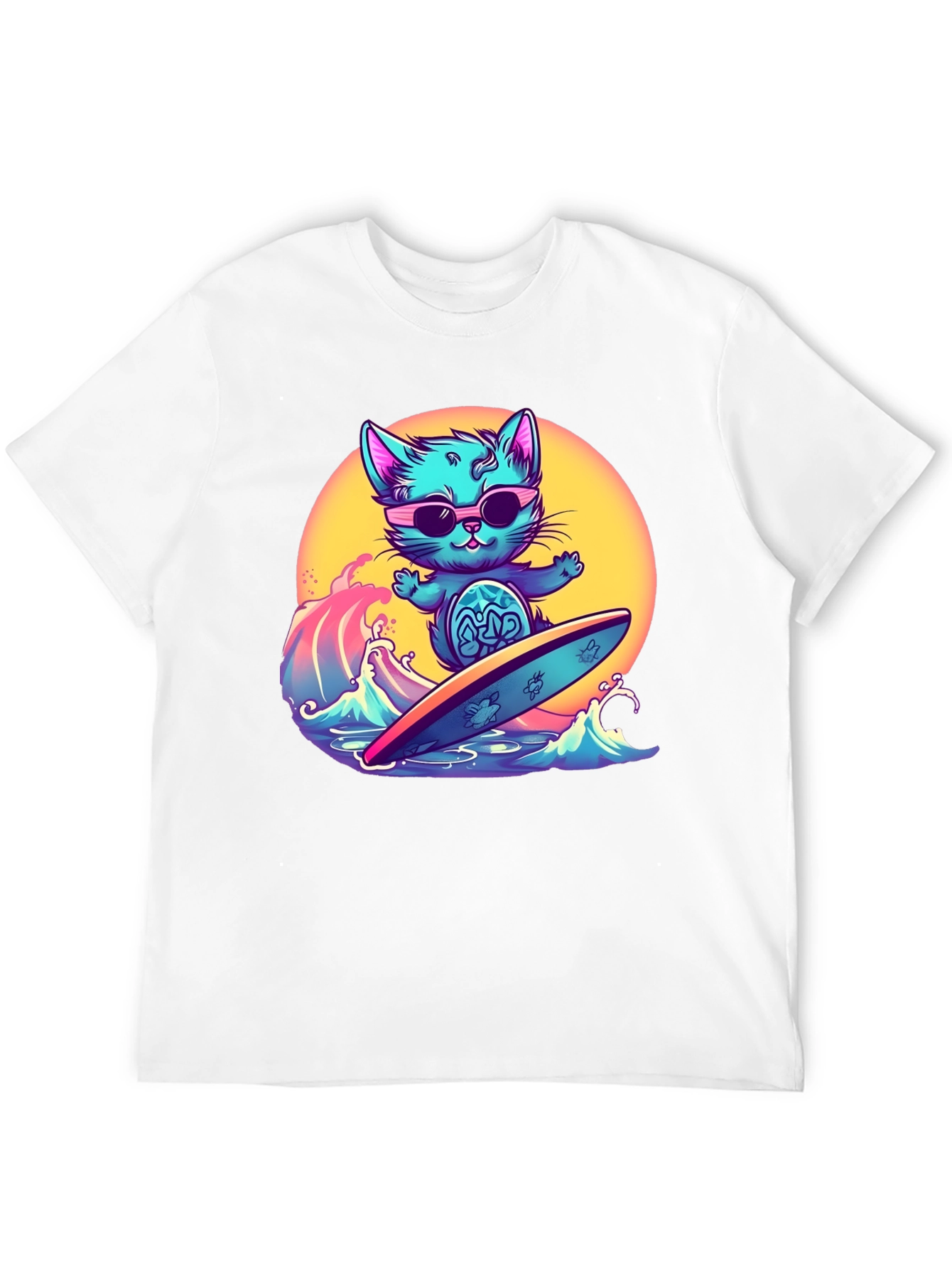 Cool Cat Surfing T-Shirt - Black