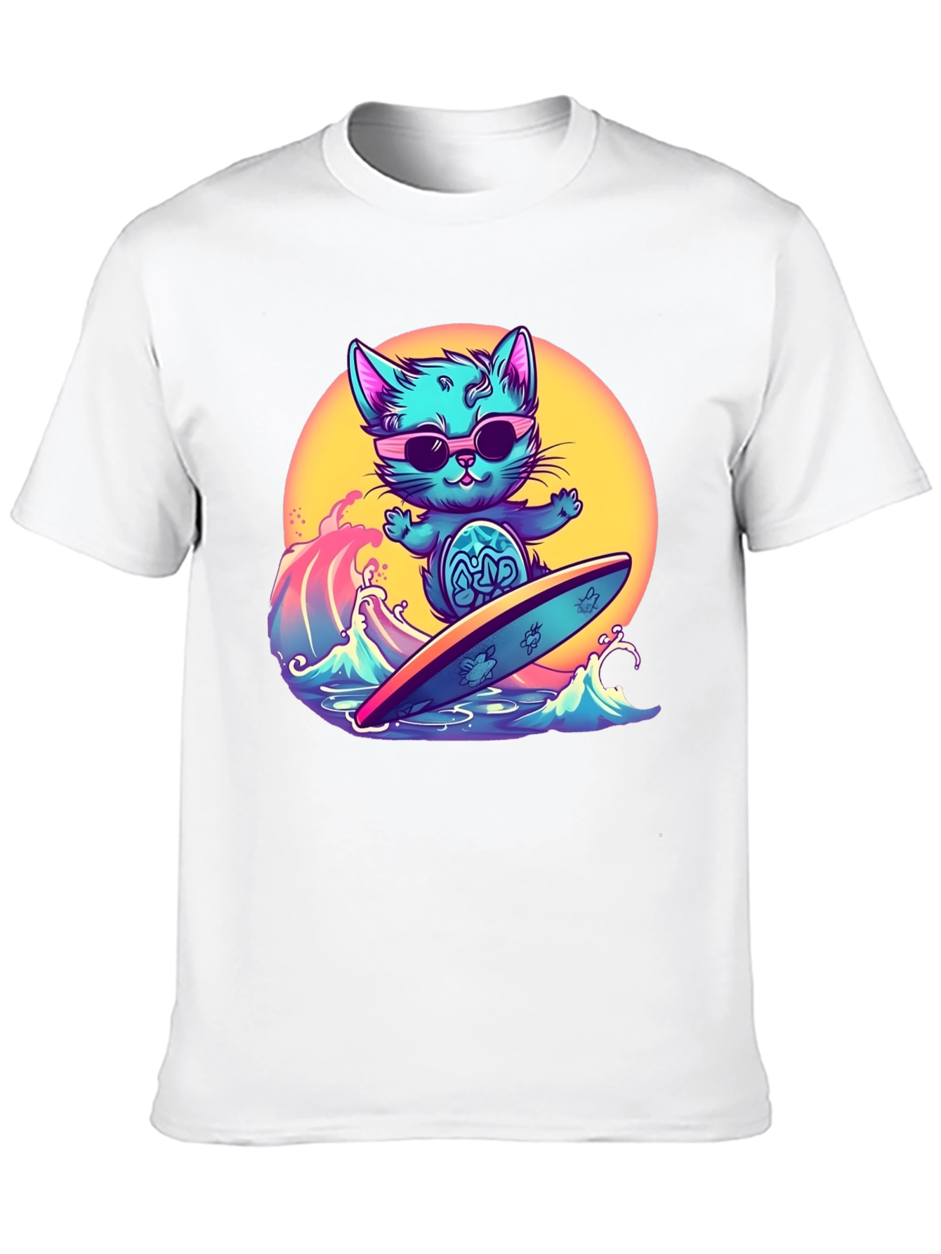 Cool Cat Surfing T-Shirt - Black