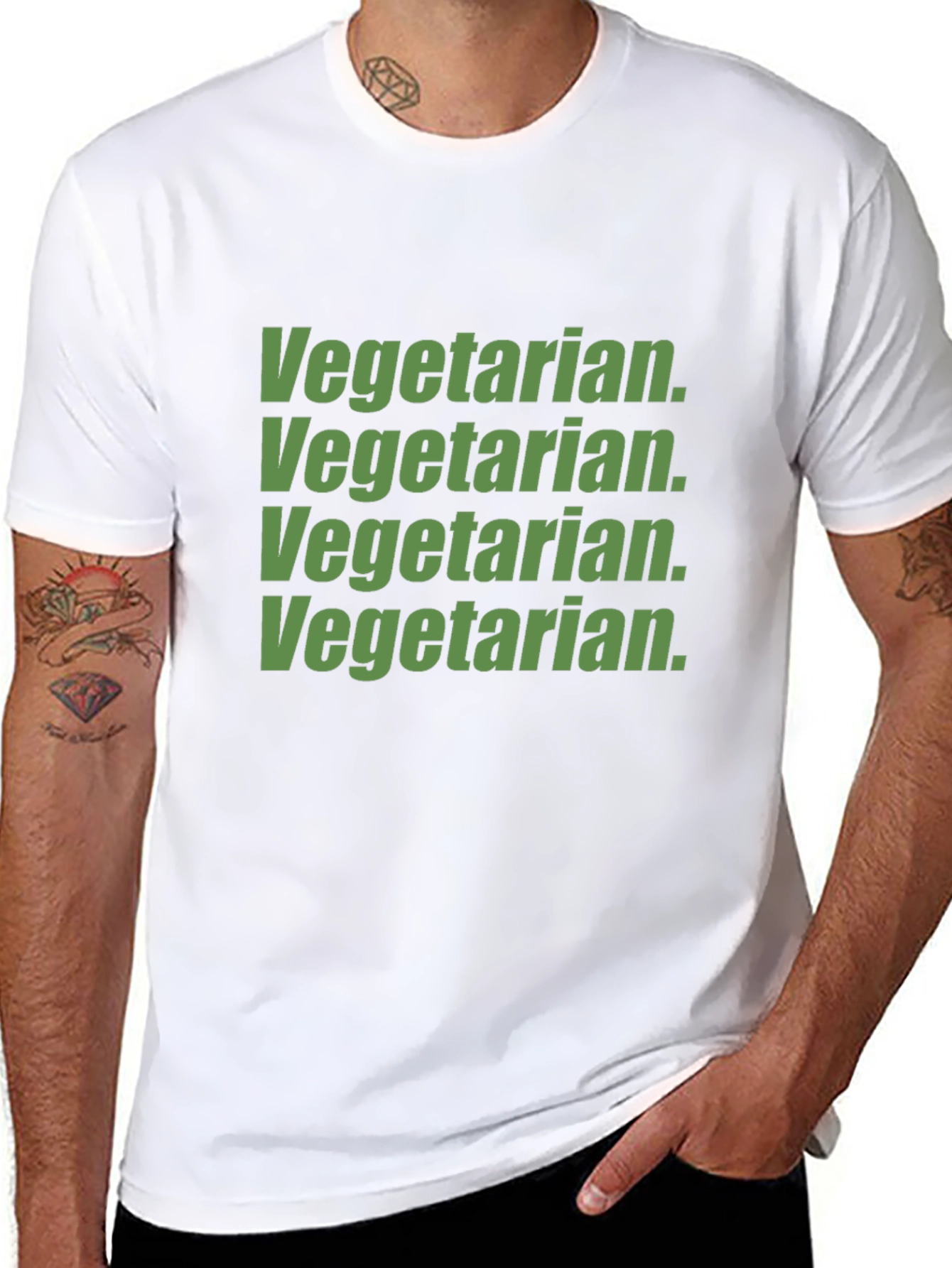 Vegetarian Text Graphic T-Shirt - Black