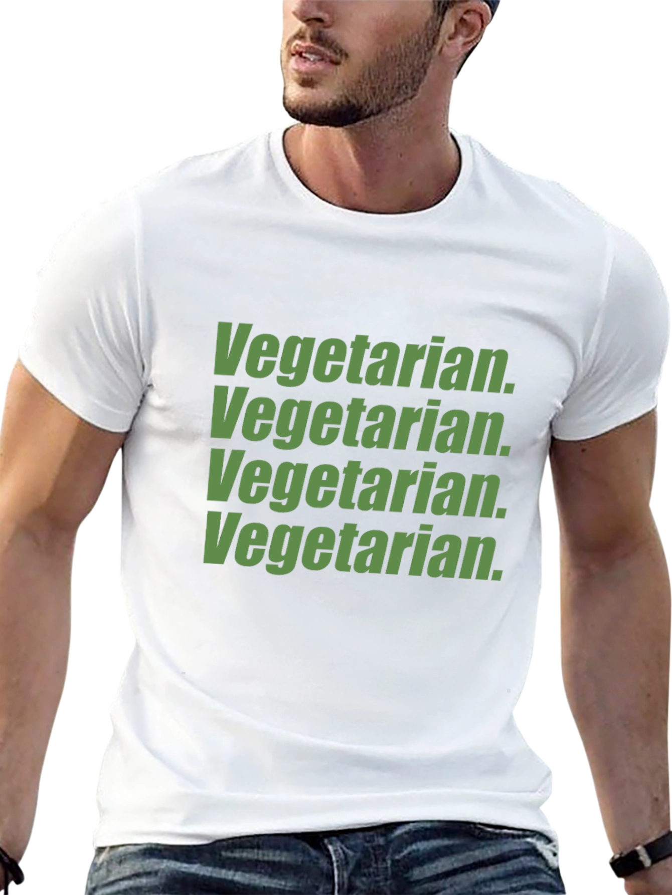 Vegetarian Text Graphic T-Shirt - Black