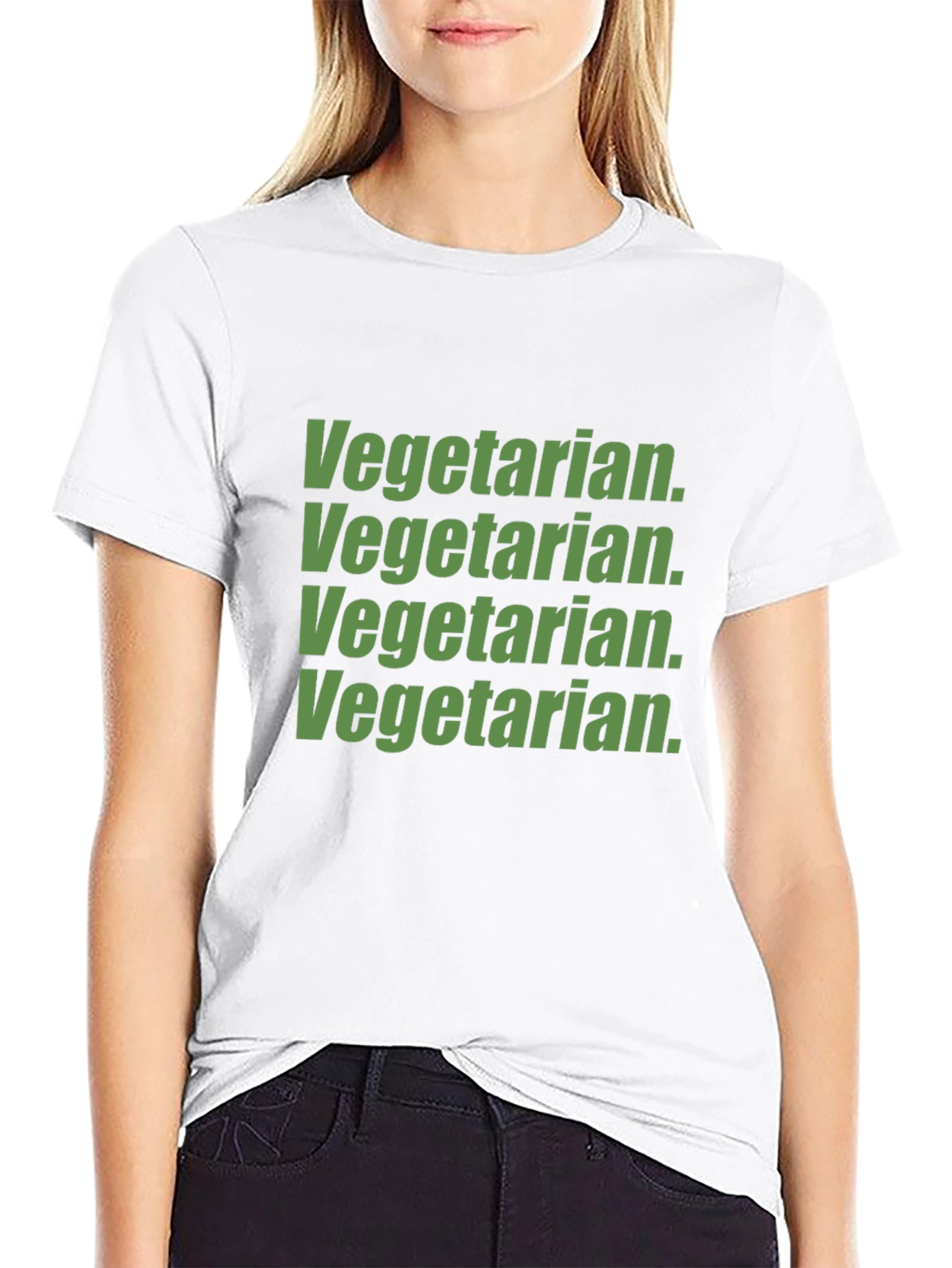 Vegetarian Text Graphic T-Shirt - Black