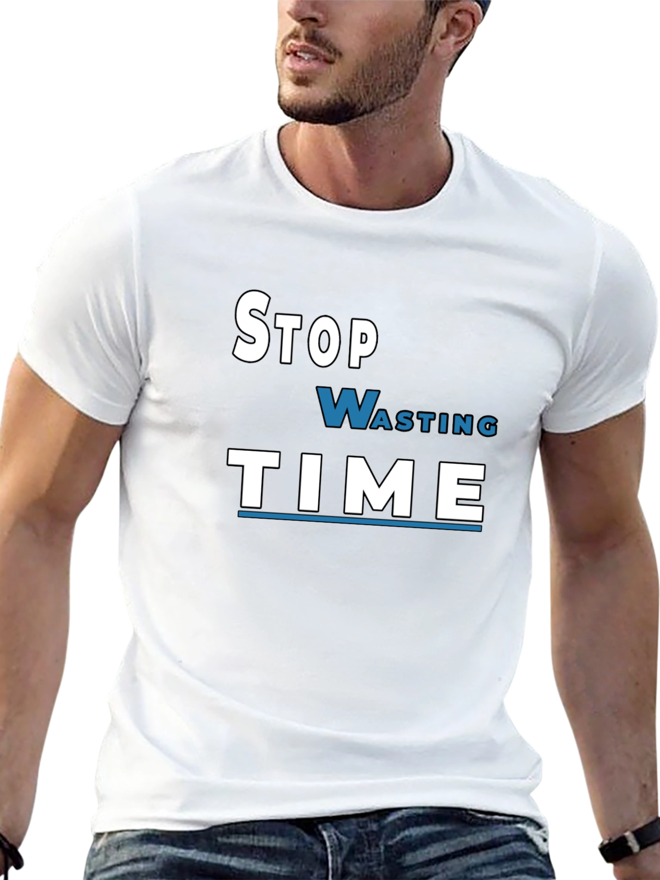 Stop Wasting Time Graphic Tee - Black Cotton T-Shirt