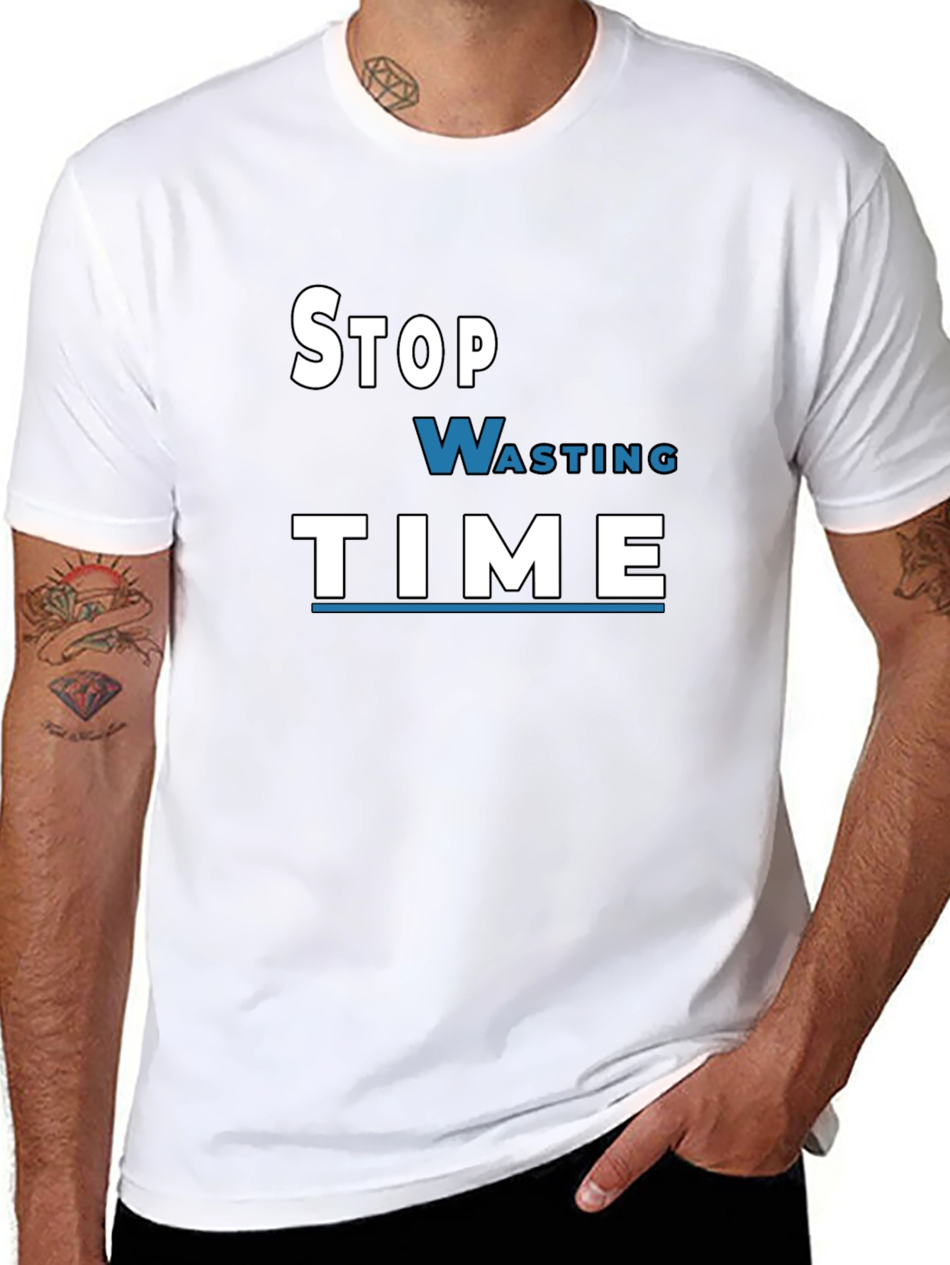 Stop Wasting Time Graphic Tee - Black Cotton T-Shirt