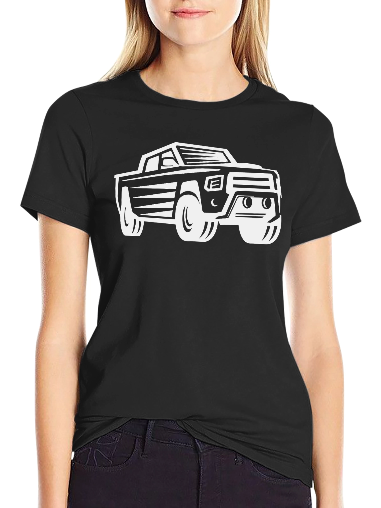 Truck Graphic T-Shirt - Black Cotton Blend