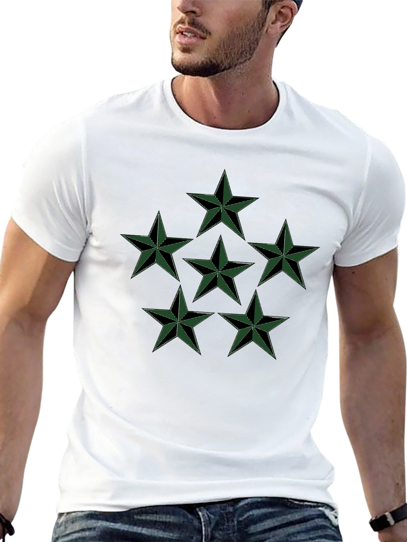 Star Graphic Tee - Mens Black Cotton T-Shirt