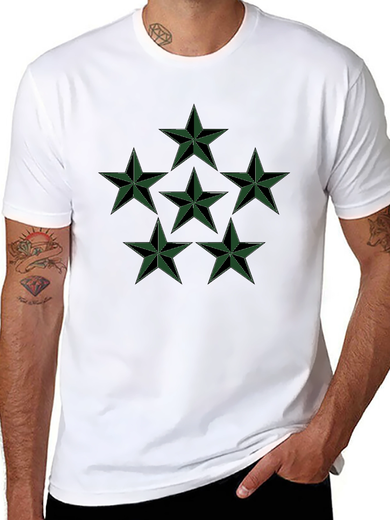 Star Graphic Tee - Mens Black Cotton T-Shirt