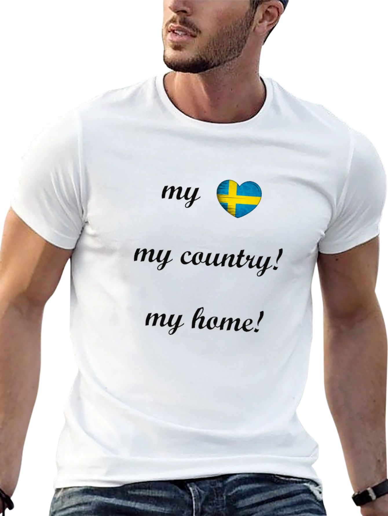 Sweden Flag Heart T-Shirt - My Country My Home