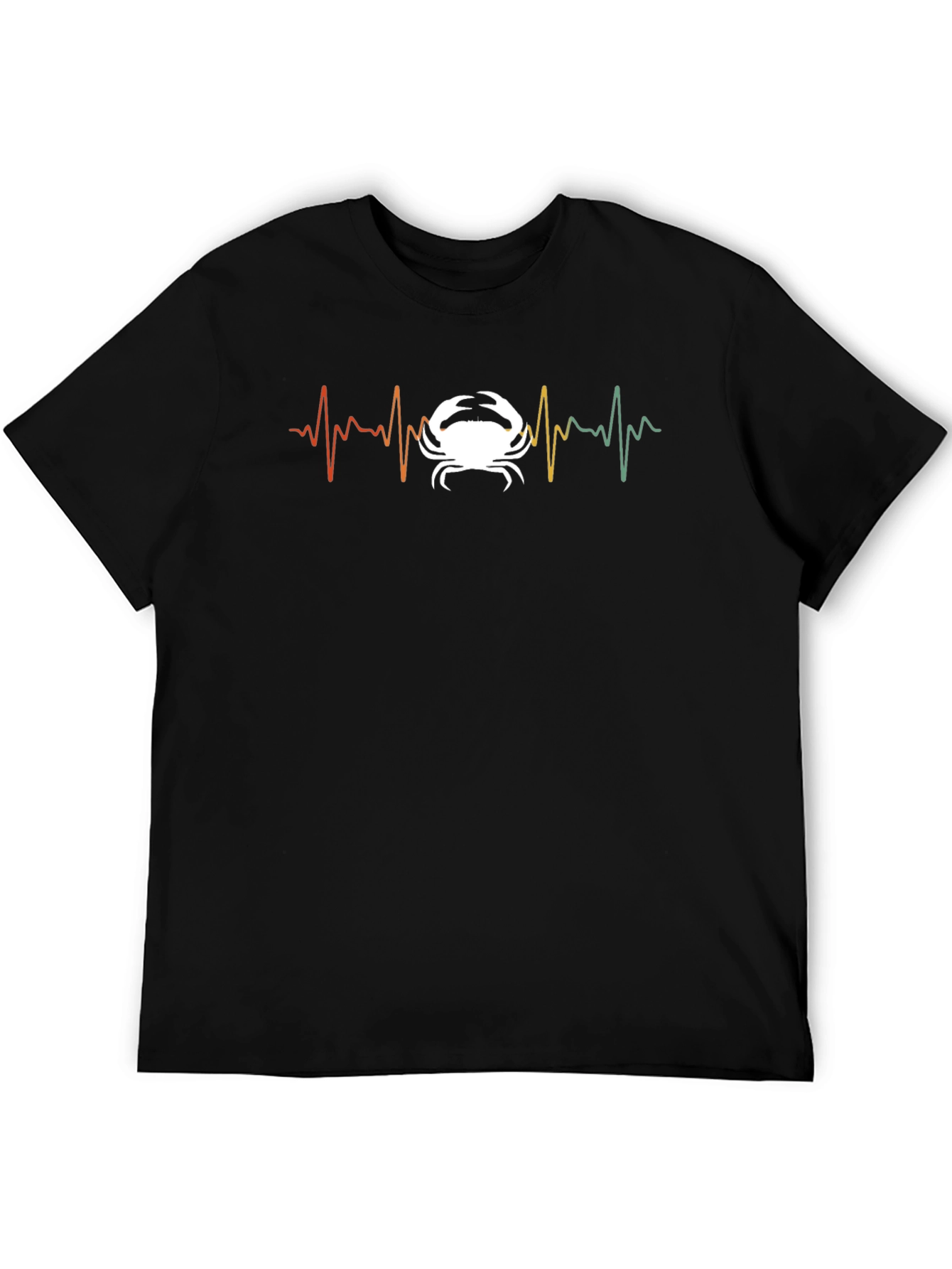 Crab Heartbeat Graphic Tee - Black Cotton T-Shirt