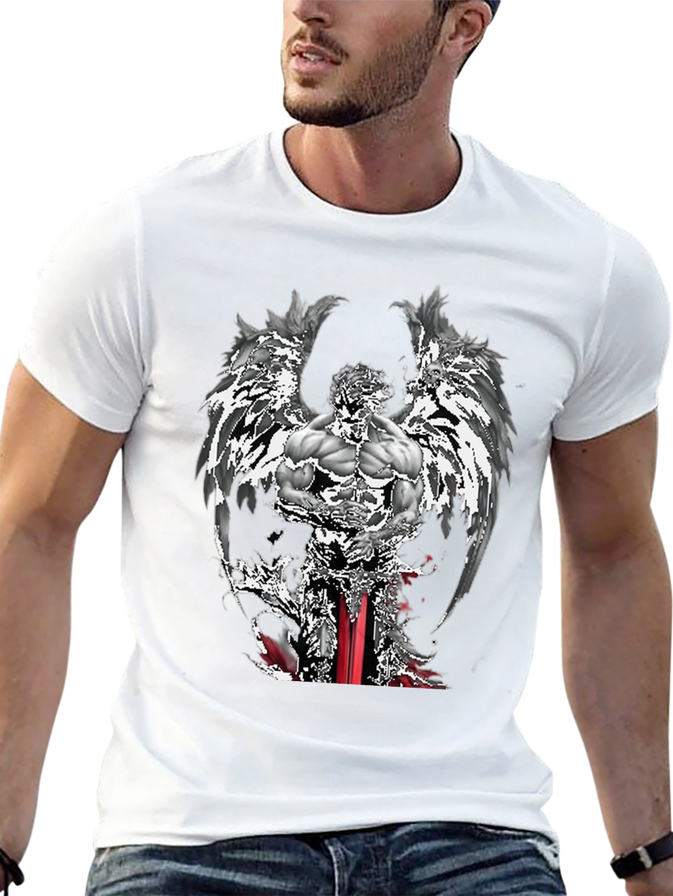 Angel Warrior Graphic Tee - Mens Black T-Shirt