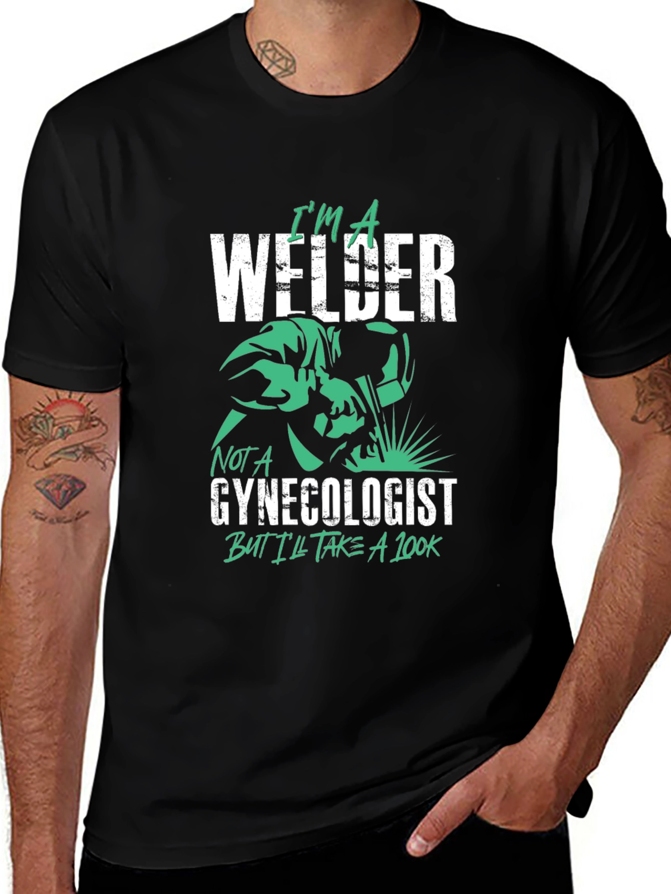 Welder Humor Graphic T-Shirt - Black