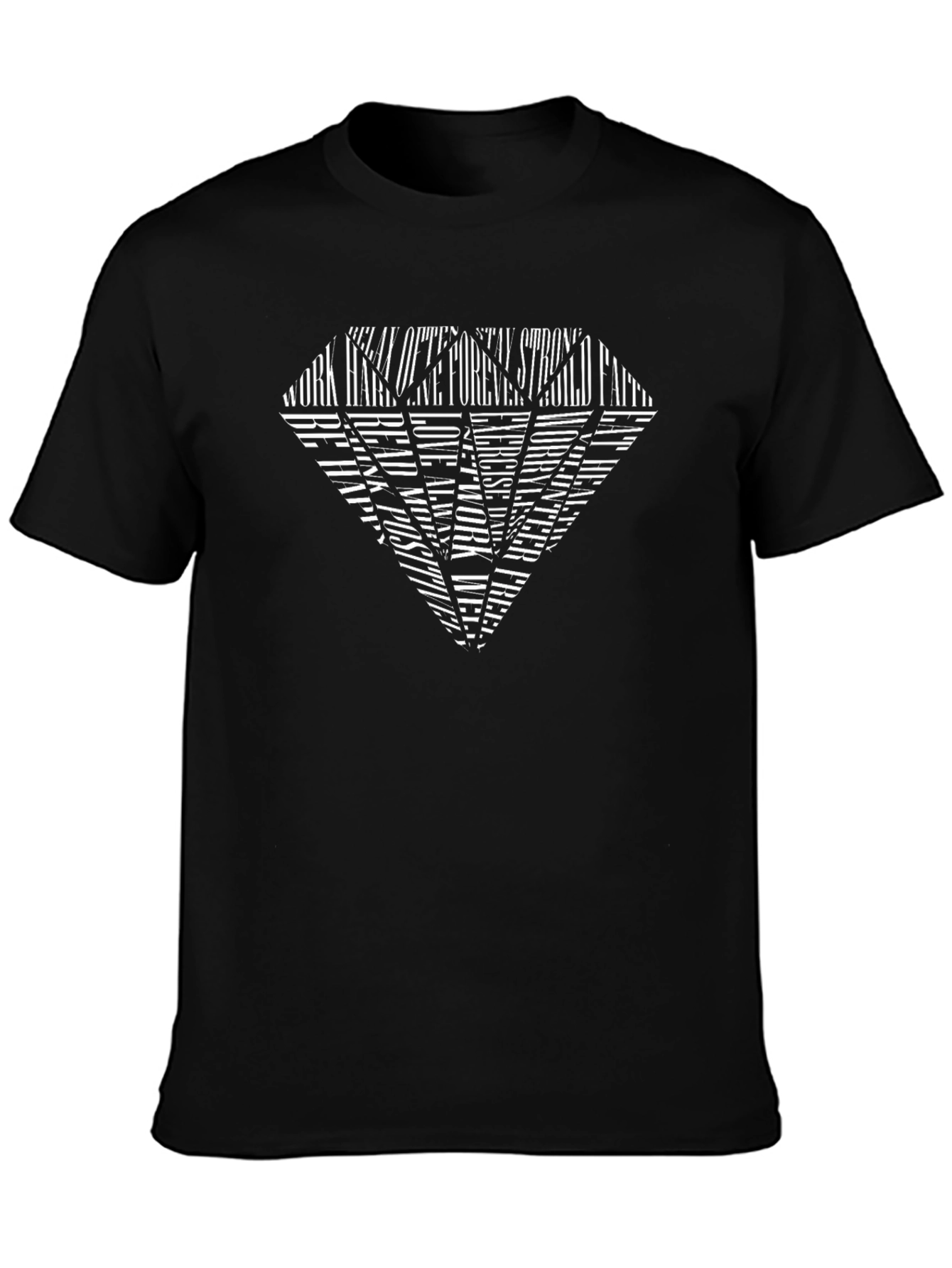 Diamond Graphic Print Black Crew Neck T-Shirt