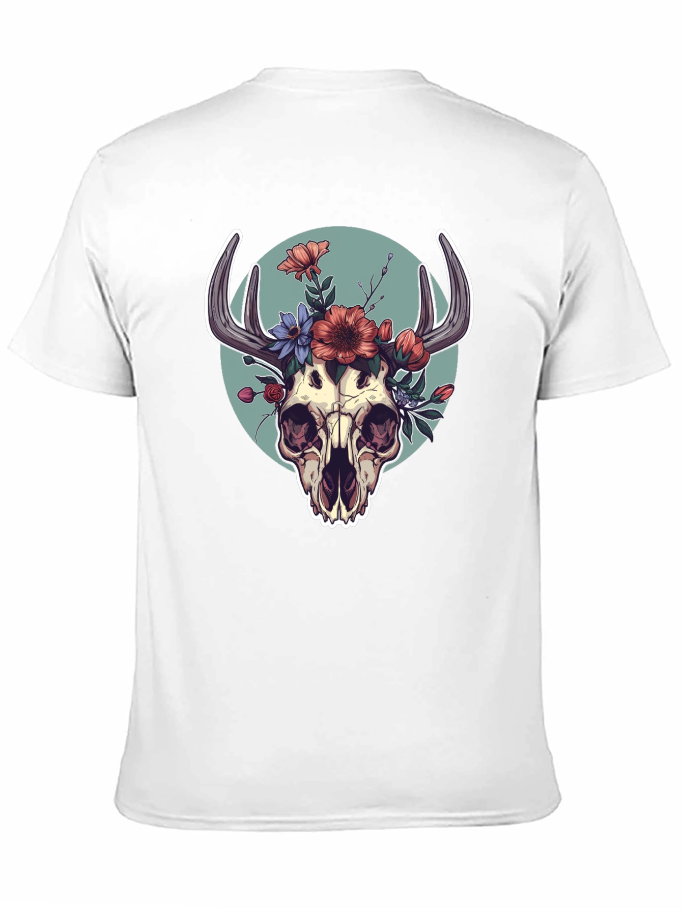 Floral Skull Graphic Tee - Black