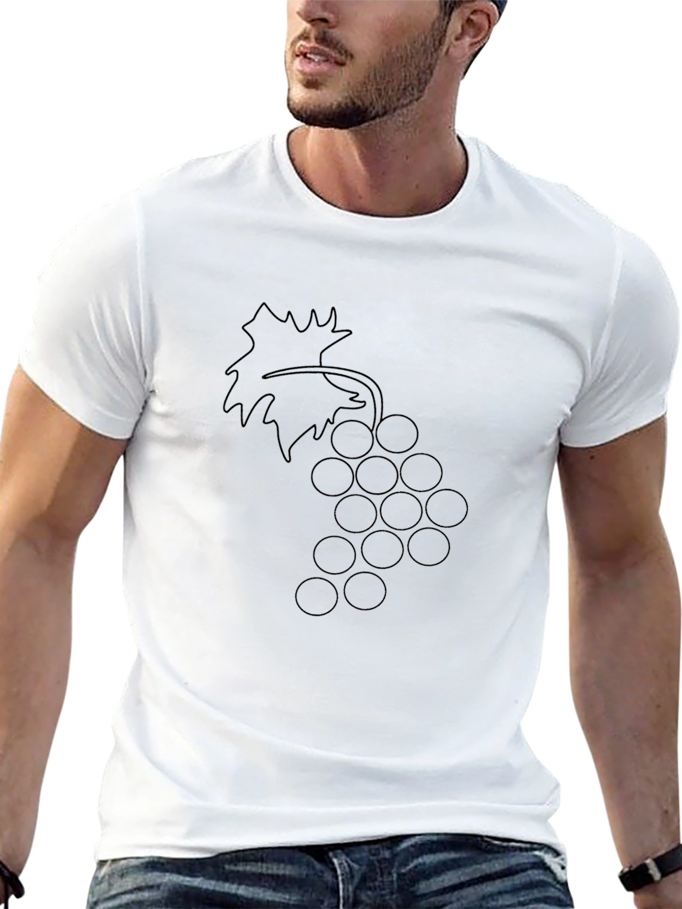 Grapes Outline Black T-Shirt