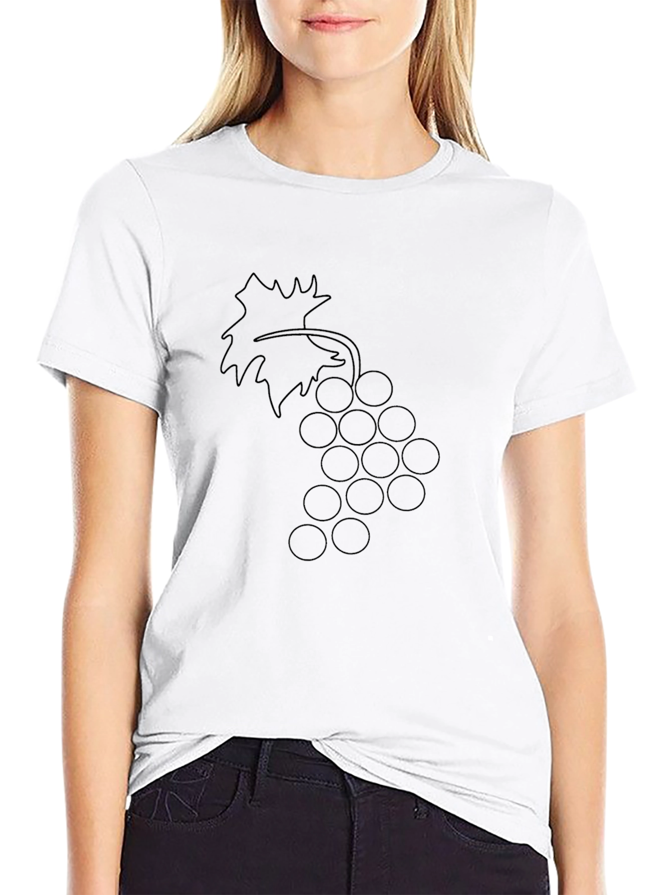Grapes Outline Black T-Shirt