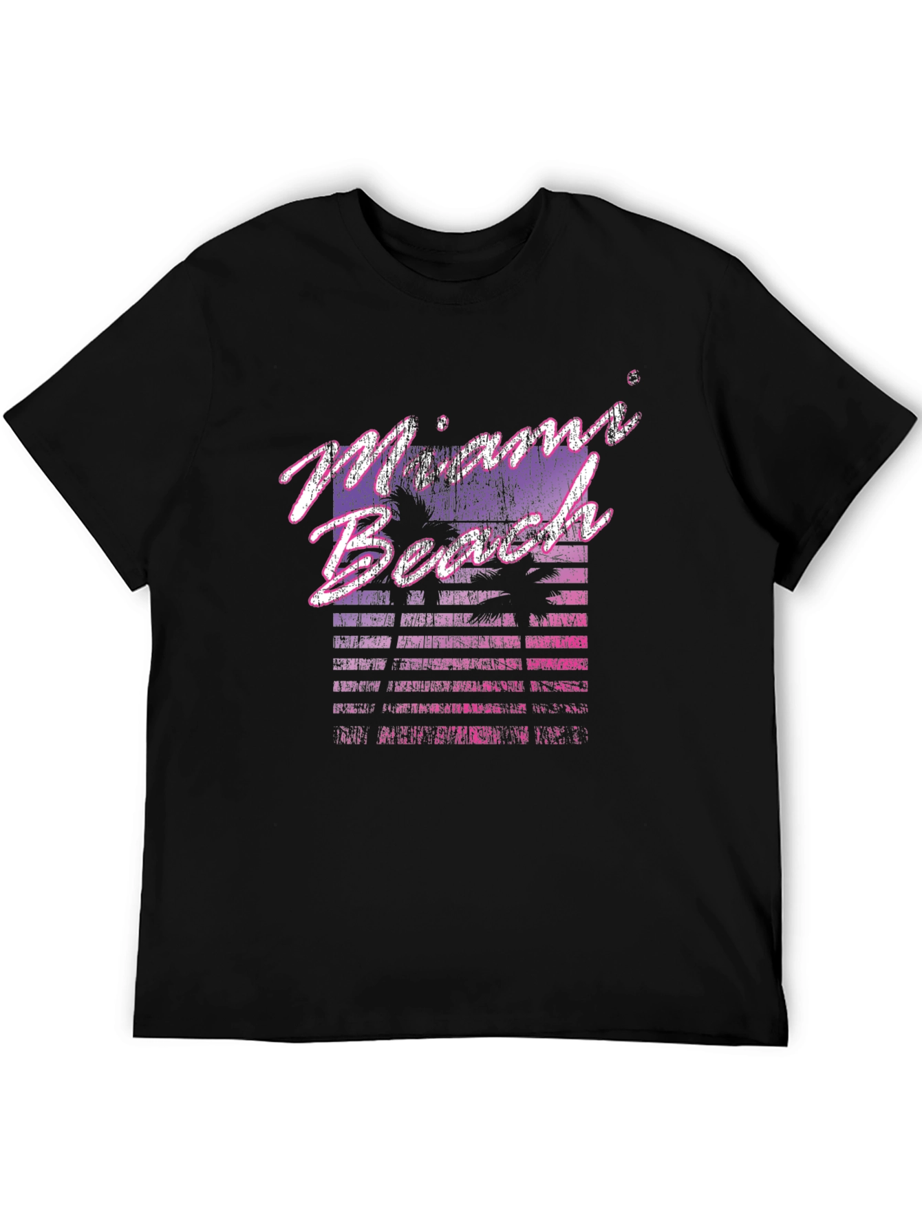Miami Beach Retro Graphic Black T-Shirt