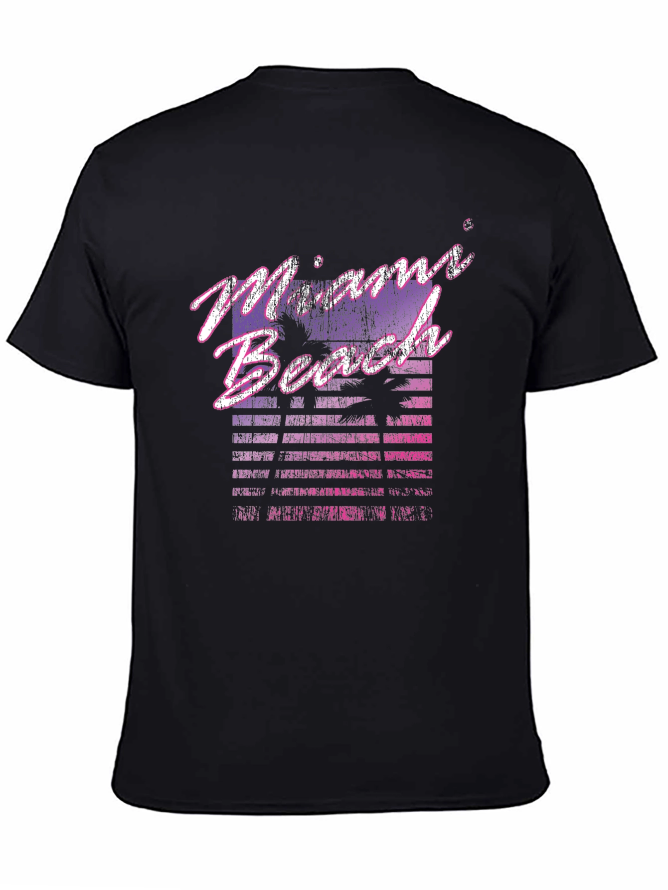Miami Beach Retro Graphic Black T-Shirt
