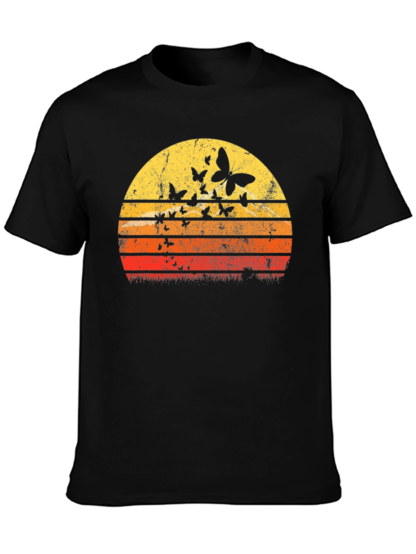 Retro Butterfly Sunset Graphic T-Shirt