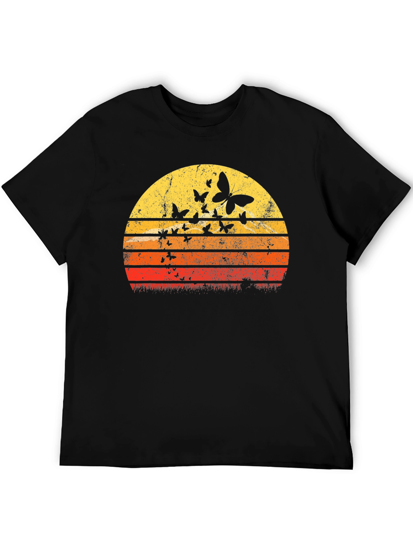 Retro Butterfly Sunset Graphic T-Shirt
