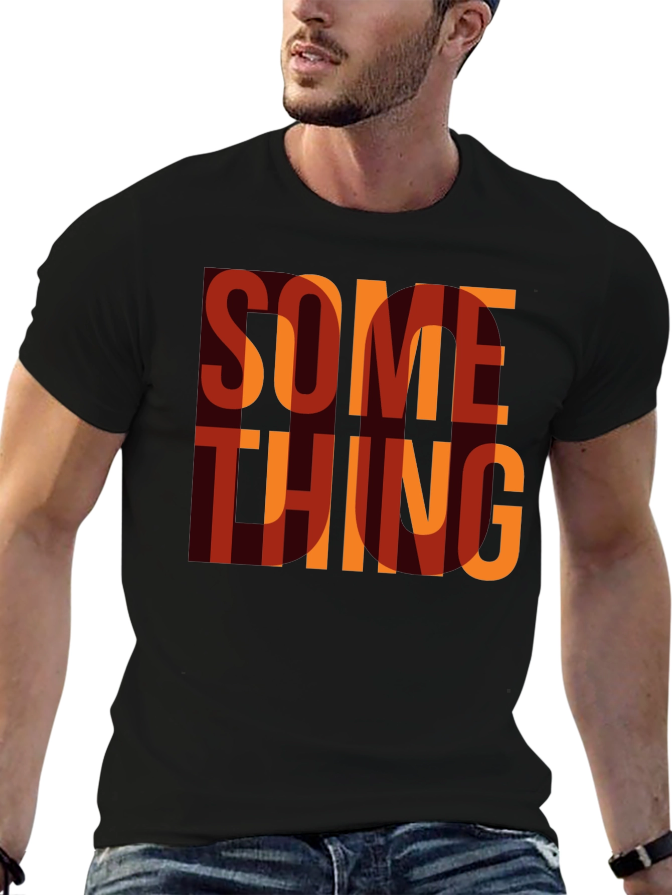 Something Graphic Print Crewneck T-Shirt