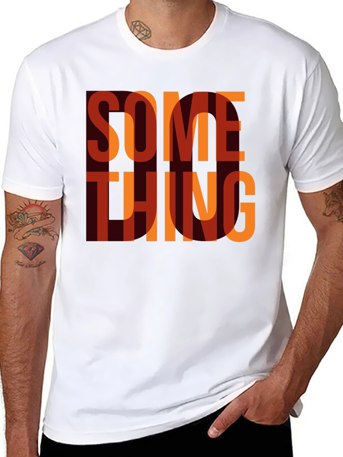 Something Graphic Print Crewneck T-Shirt