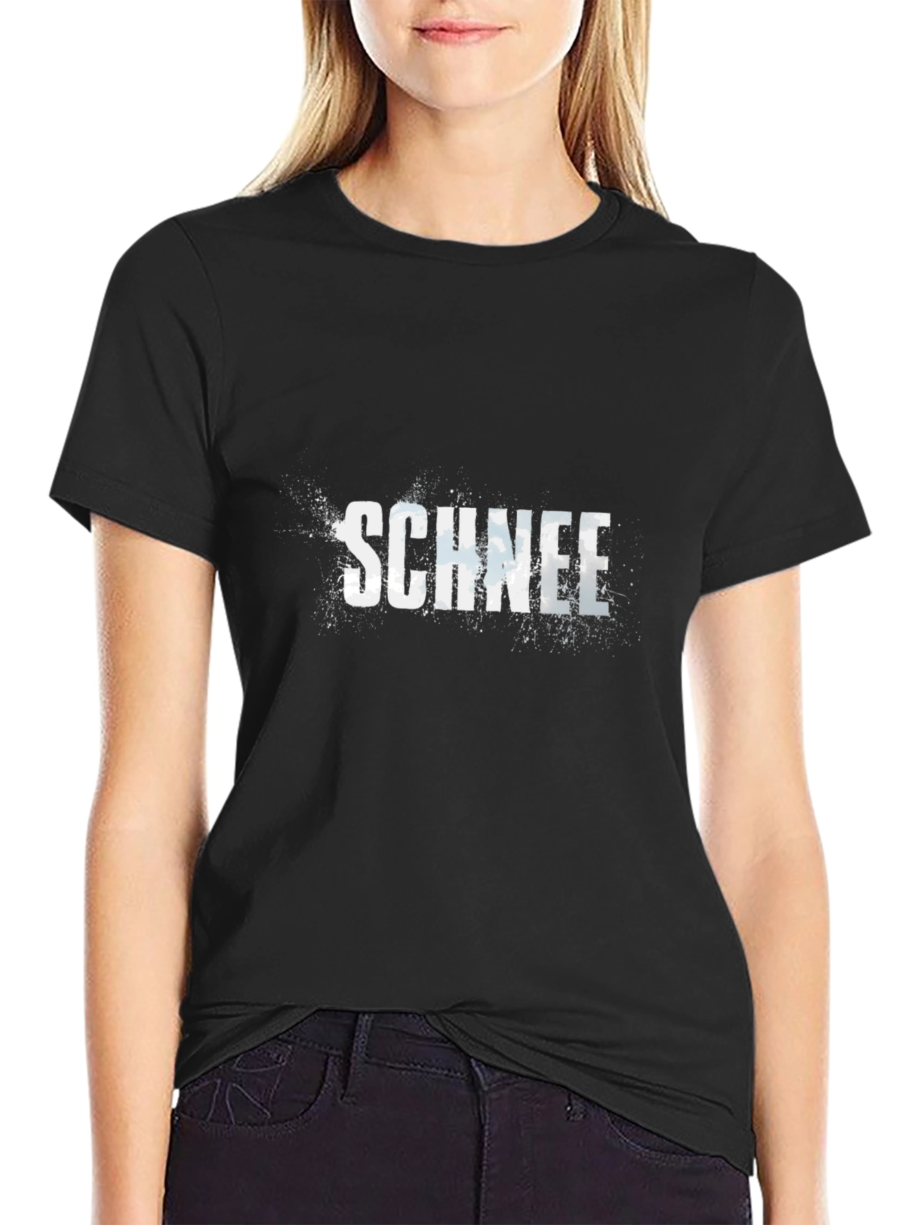 Schnee Graphic Print Black Cotton T-Shirt