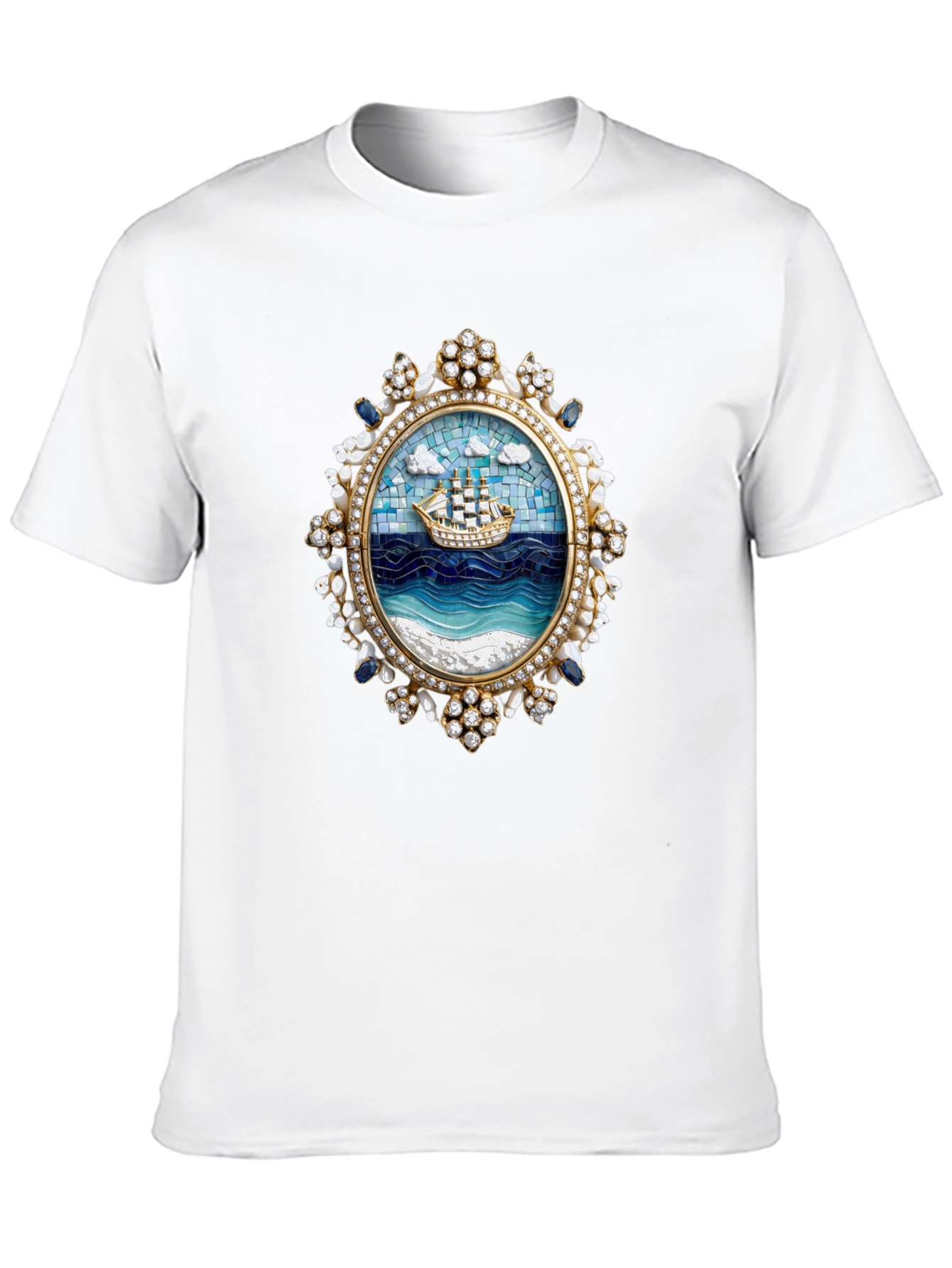 Nautical Ship Mosaic Graphic Tee - Black