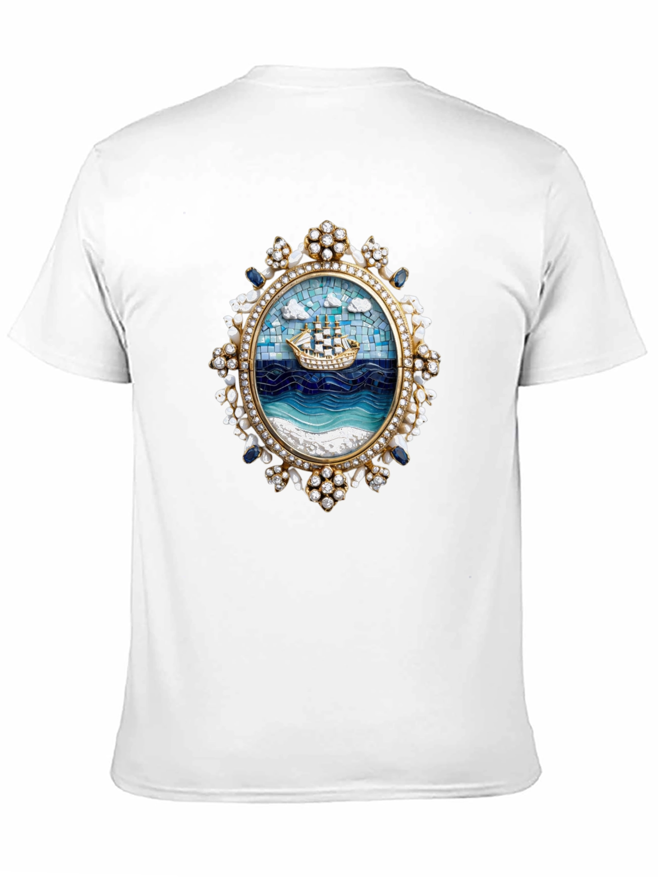 Nautical Ship Mosaic Graphic Tee - Black