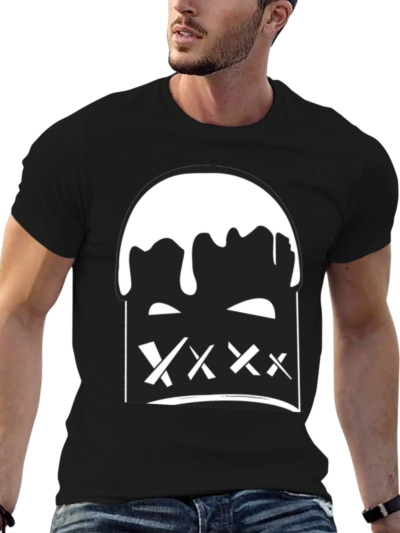 Black Tee with Bold Graphic Print