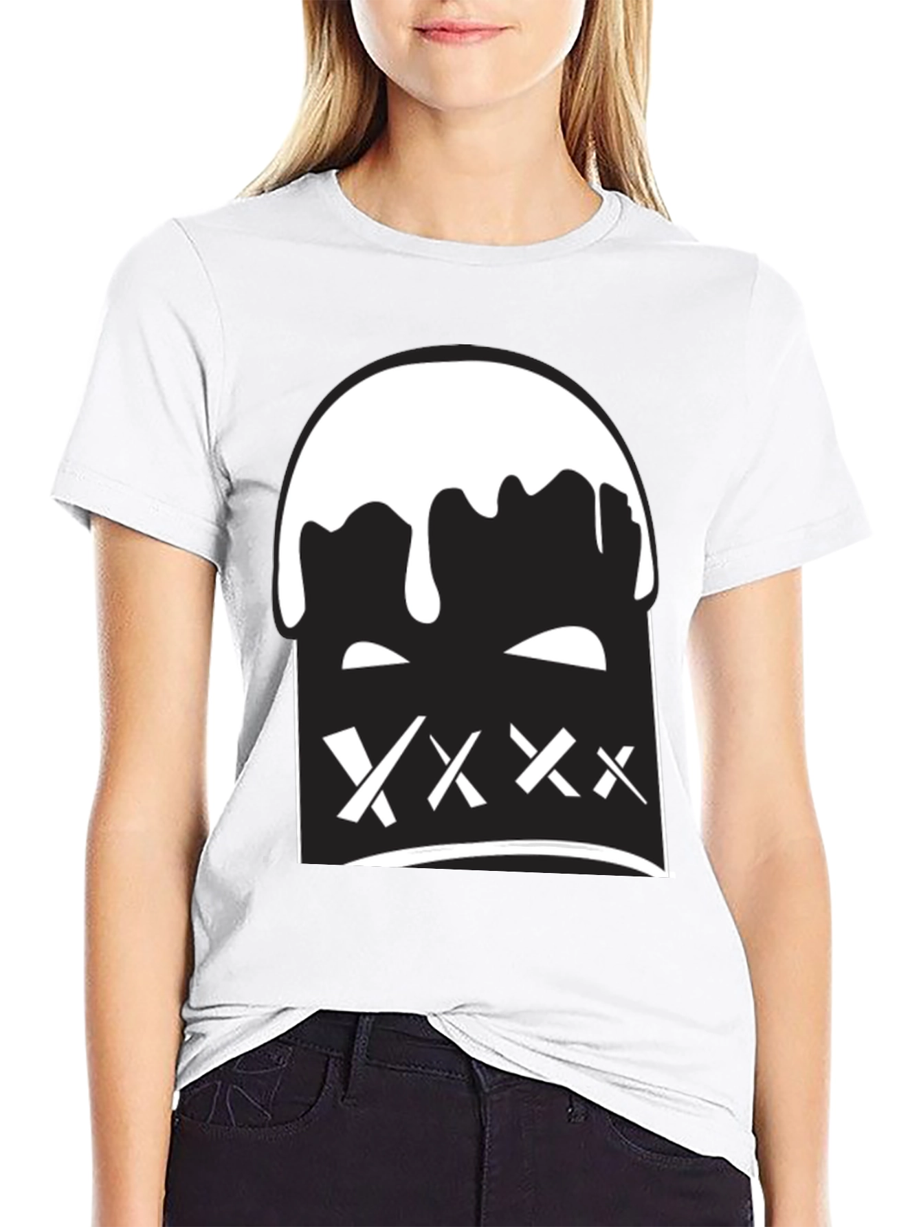 Black Tee with Bold Graphic Print