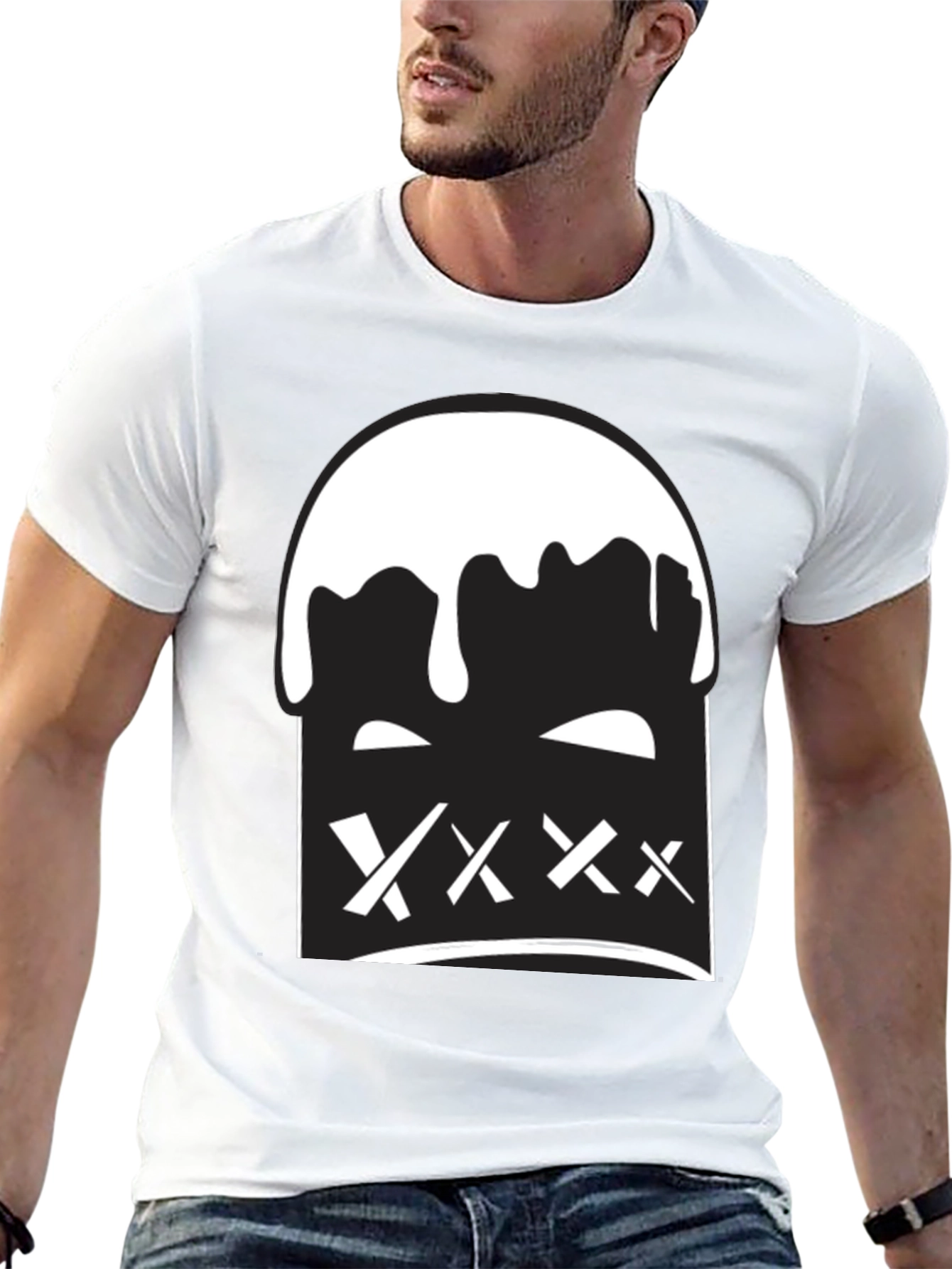 Black Tee with Bold Graphic Print
