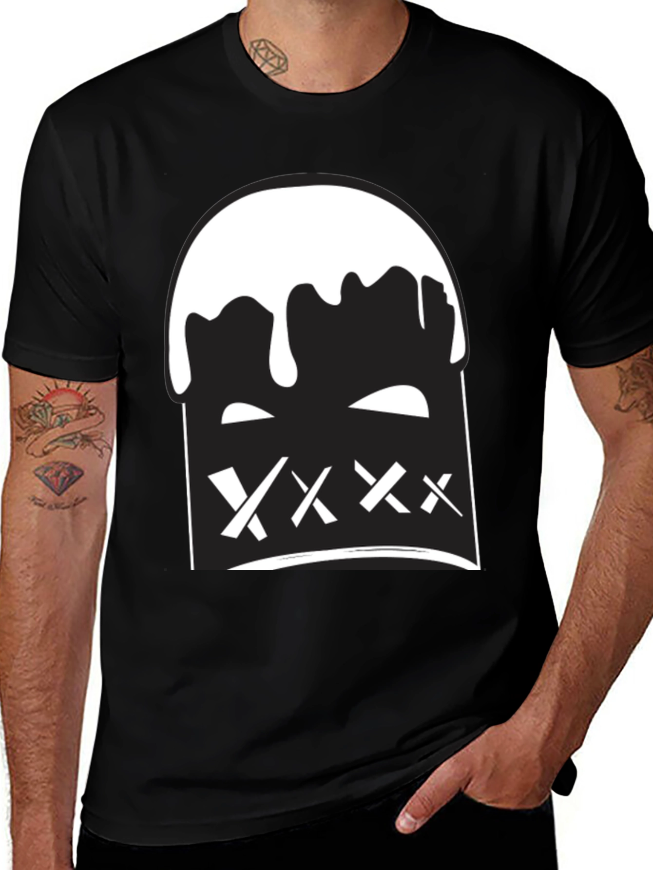Black Tee with Bold Graphic Print