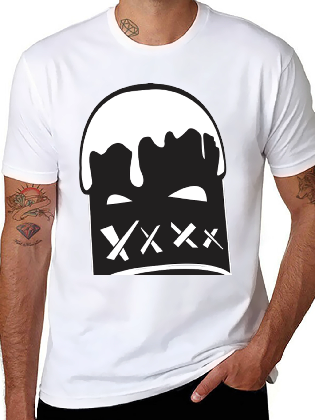 Black Tee with Bold Graphic Print